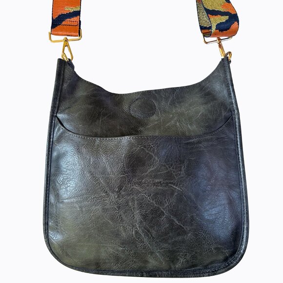 Ahdorned NY Vegan Leather Messenger Bag Charcoal Gray 2 Crossbody Straps Y2K 90s - Picture 5 of 11